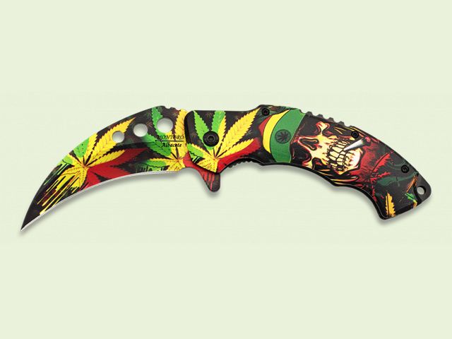 NAVAJA MANGO 3D 2 LADOS MARIJUANA APERT. ASISTIDA 9 cm/hoja