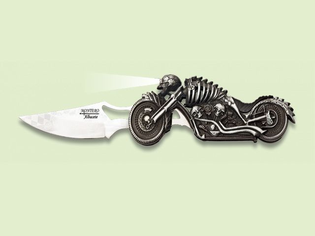 NAVAJA METALICA MANGO MOTO ESQUELETO 8.5 cm/hoja