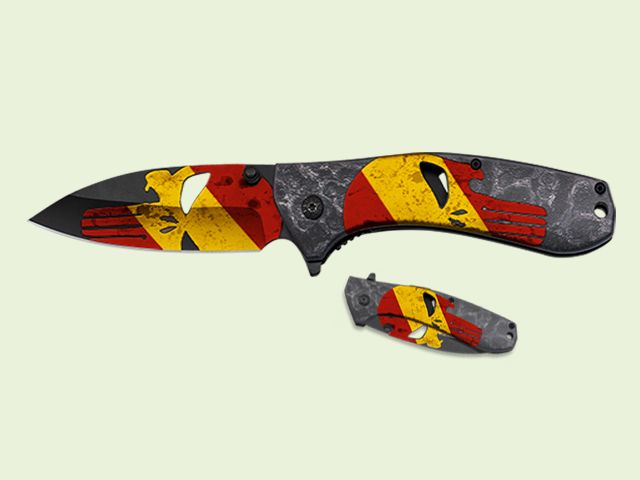 NAVAJA MANGO Y HOJA CALAVERA BANDERA ESPAÐA 9 cm/hoja