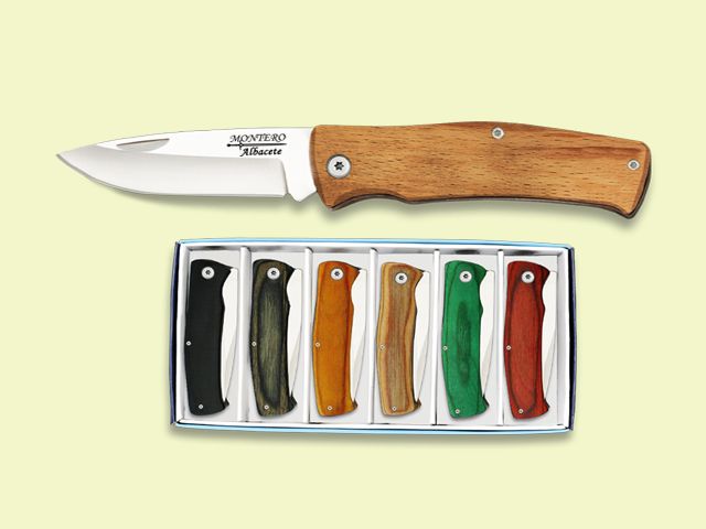 SET DE SEIS NAVAJAS MADERA COLORES SURTIDAS 7 cm/hoja