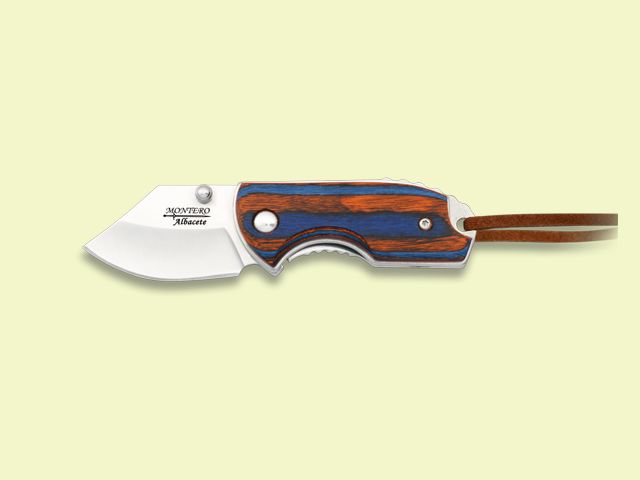 NAVAJA MANGO MADERA AZUL-ROJA 4.5 cm/hoja