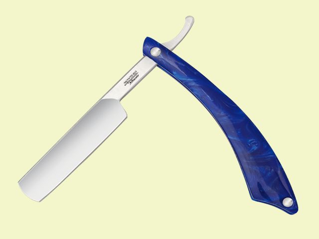 NAVAJA BARBERA MANGO NACAR AZUL 14.5 cm/hoja