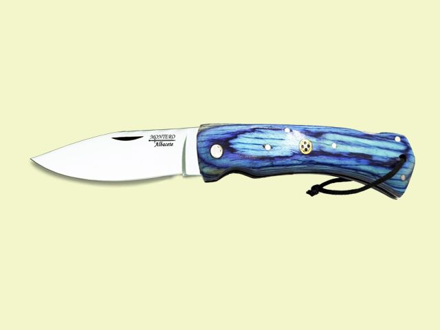 NAVAJA BLOQUEO CORDON MANGO MADERA AZUL 8.5 cm/hoja