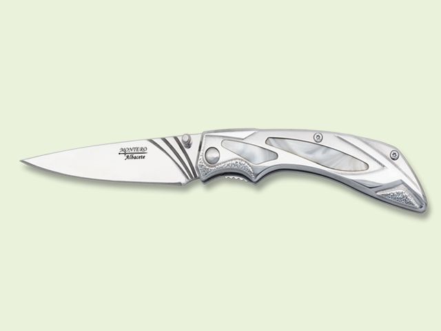 NAVAJA MANGO DECORADO ACERO-IMIT. NACAR 8.5 cm/hoja
