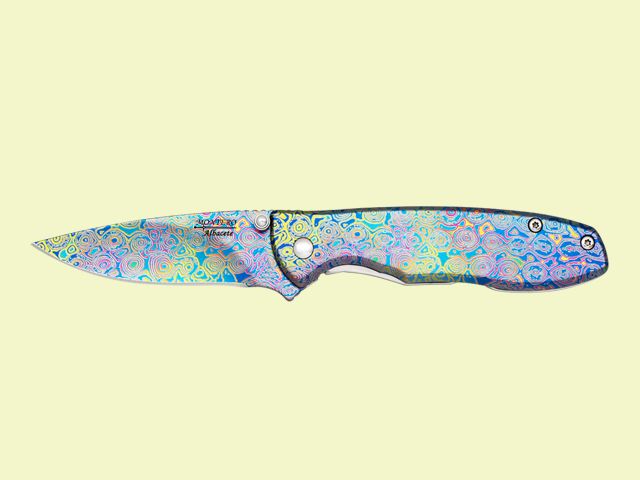 NAVAJA MANGO Y HOJA 3D DECORADA MULTICOLOR 7.5 cm/hoja