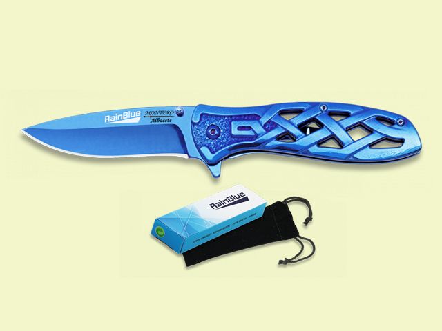 NAVAJA MANGO AZUL TRENZADO 8.5 cm/hoja AZUL