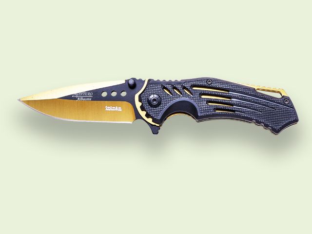 NAVAJA APERTURA ASISTIDA MANGO ABS 9 cm/hoja amarilla