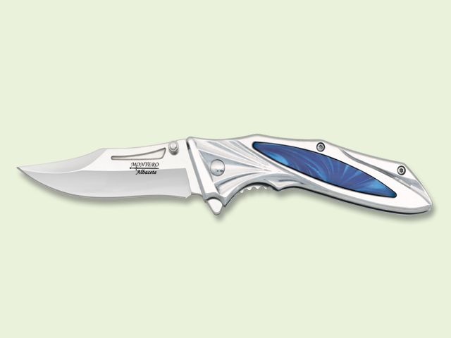NAVAJA MANGO DECORADO ACERO-IMIT. NACAR AZUL 8 cm/hoja