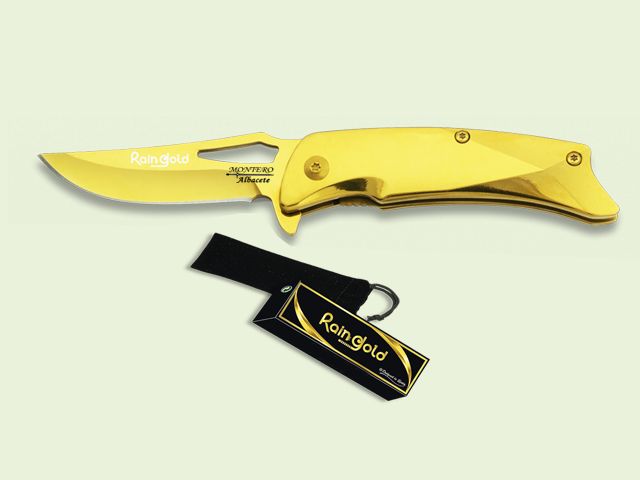 NAVAJA MANGO Y HOJA TITANIUM DORADA 7 cm/hoja