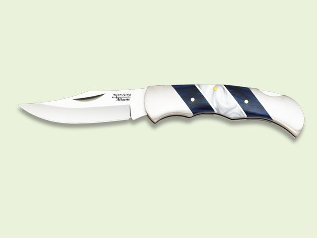 NAVAJA METALICA MANGO AZUL-NACAR 8 cm/hoja