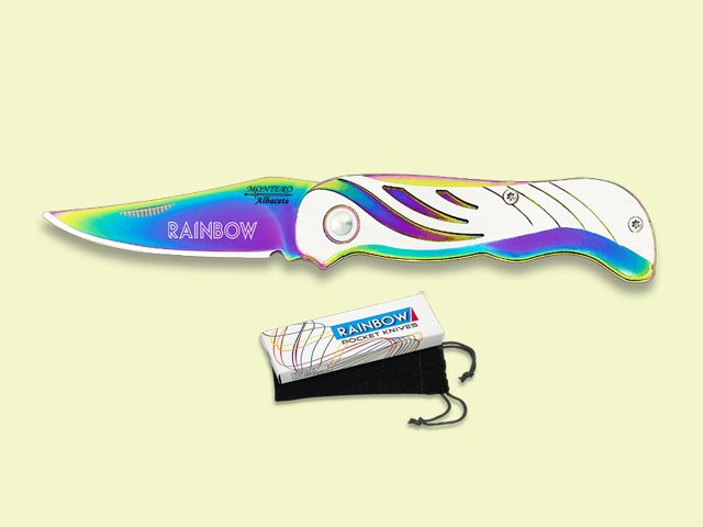 NAVAJA MANGO Y HOJA TITANIUM CON FUNDA 7 cm/hoja