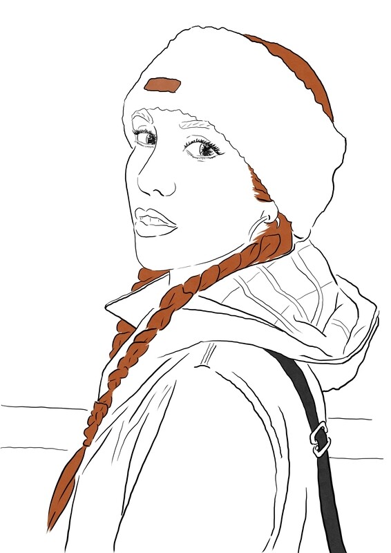 Retrato individual. Simple, sin sombreado.
