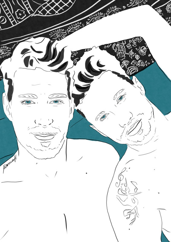 Retrato en pareja. Simple, sin sombreado.