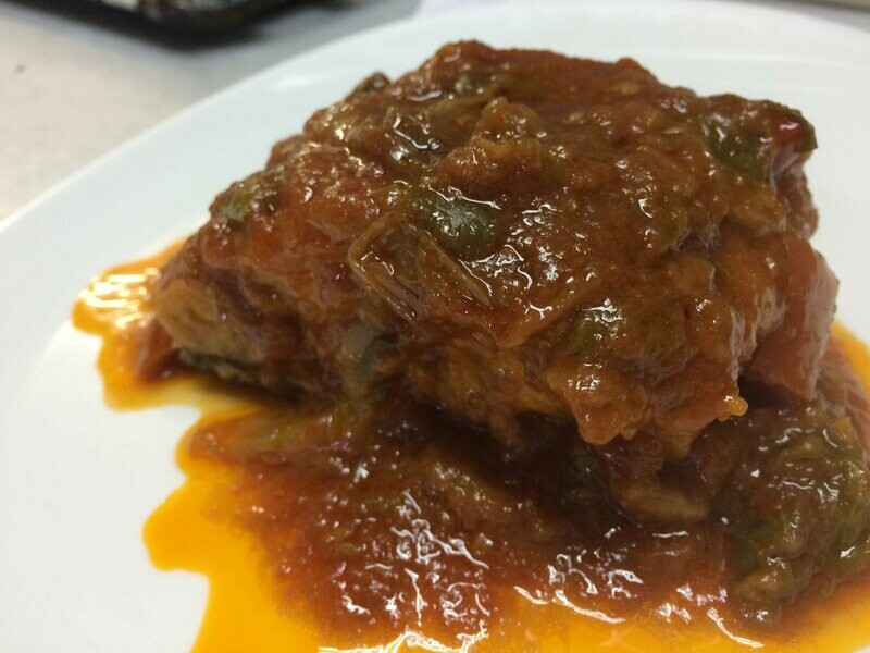 Bacallà amb samfaina Bacallà amb samfaina