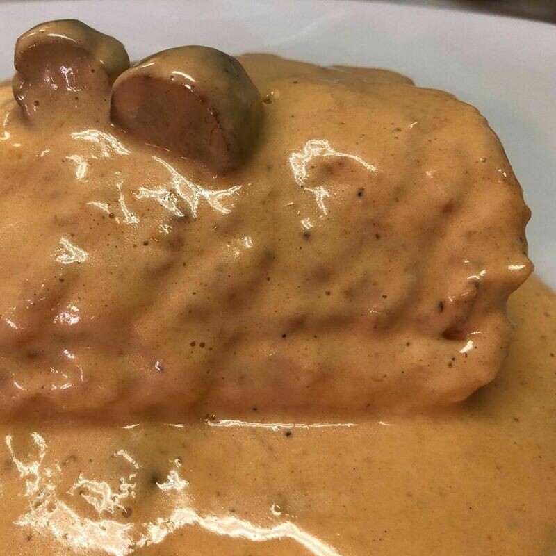 Bacallà amb salsa de ceps