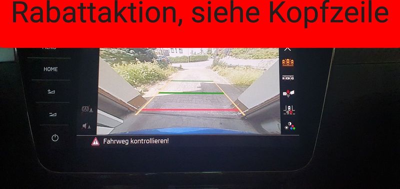 Rückfahrkameraset mit dynamischen Hilfslinien (Grifftaster mit abgerundeten Ecken) für den Kodiaq, Karoq, Superb III (Superb ab 02.04.2018) Scala und Kamiq. Rückfahrkameraset mit dynamischen Hilfslinien (Grifftaster mit abgerundeten Ecken) für den Kodiaq, Karoq, Superb III (Superb ab 02.04.2018) Scala und Kamiq.