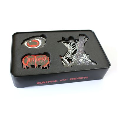 Obituary - Cause Of Death - Tin Box Pin Set