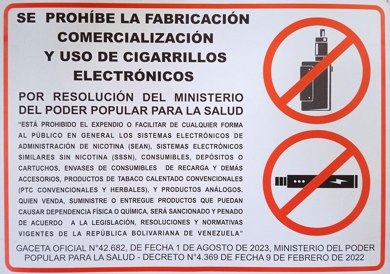 AVISO PROHIBICION VENTA Y COMERCIALIZACION VAPER
