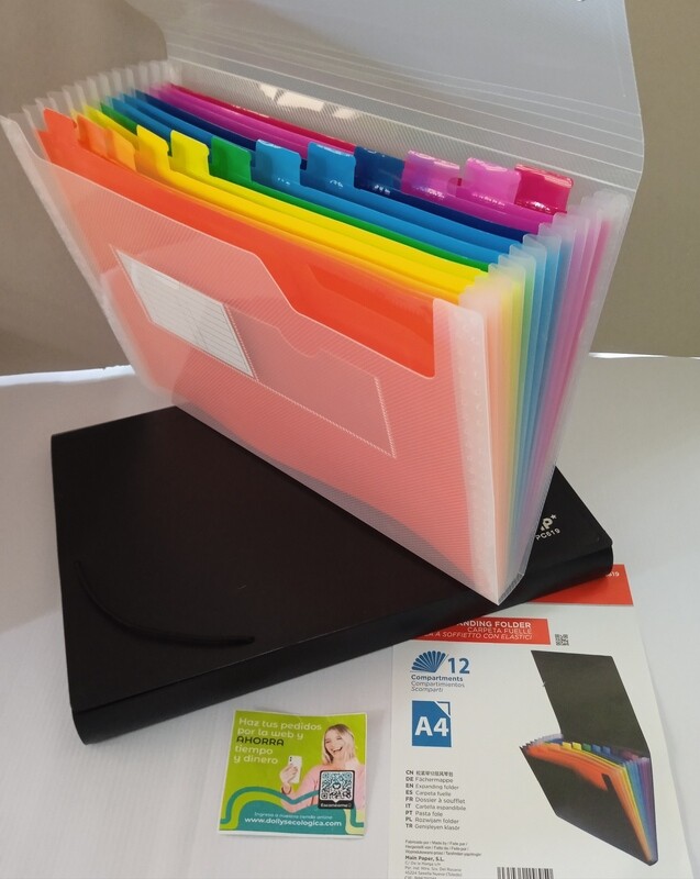 ARCHIVADOR SINFONIA PLASTICO TAMAÑO A4 TRANSPARENTE / NEGRO PC611 PC119 (FUELLE)