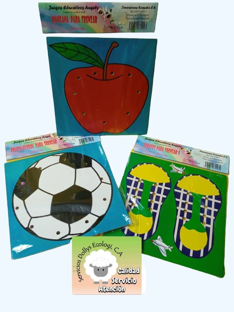 JUEGOS  DIDACTICOS EN MADERA PARA TRENZAR, ARMAR, ENCAJAR  Y ROMPECABEZAS DE DIFERENTES FIGURAS, SELECCIONE SU PREFERENCIA: PARA TRENZAR: ZAPATOS
