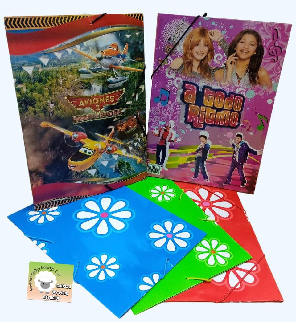 CARPETA DE CARTON Y LIGA VARIADOS DISEÑOS