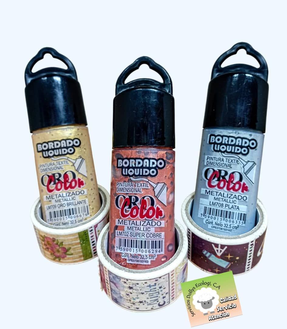 BORDADO LIQUIDO OROCOLOR METALIZADO  ( COLORES COBRE, PLATA Y DORADO)