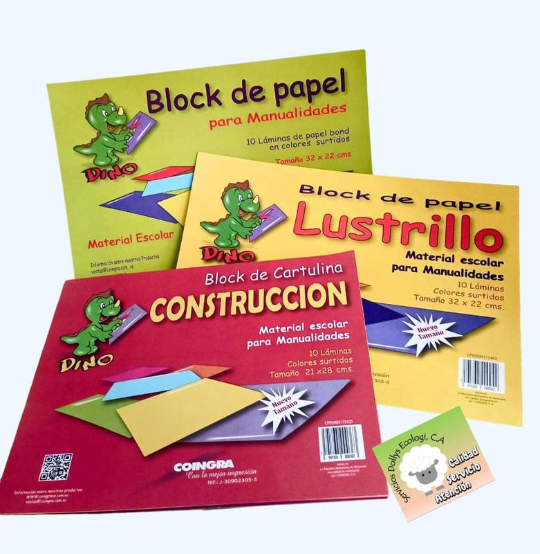 BLOCK DE CARTULINA CONSTRUCCION /LUSTRILLO/PAPELES DE COLORES ( 10 HOJAS )