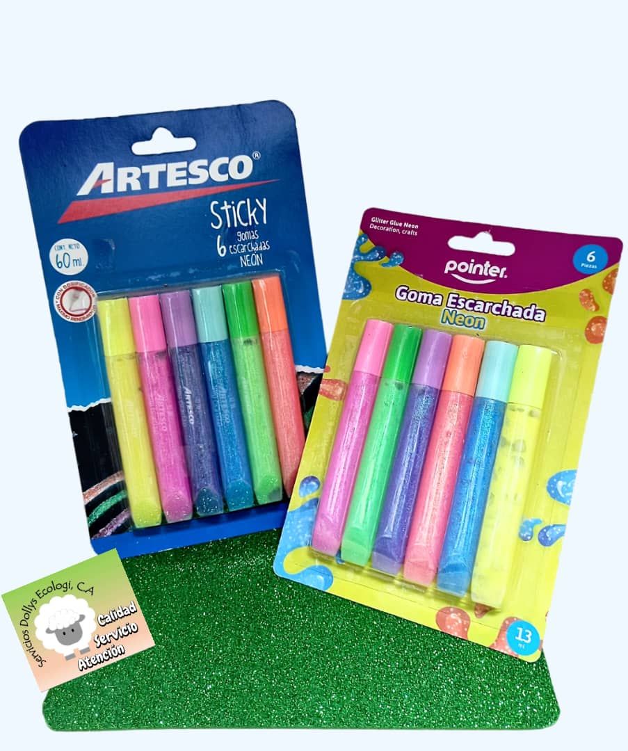GOMA ESCARCHAS COLORES PASTELES O NEON