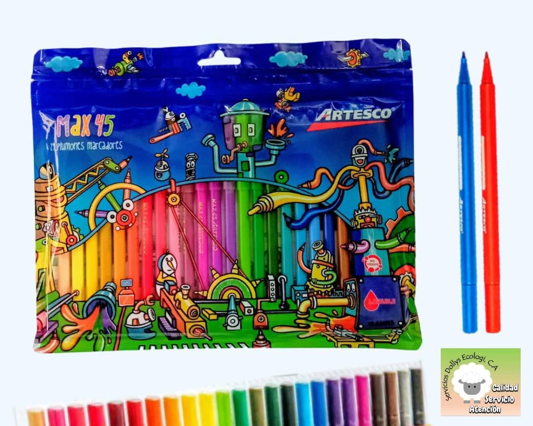 ESTUCHE DE MARCADORES  CON DIVERSAS PUNTAS ( FINA  ULTRAFINA O  PUNTA MEDIA ), SELECCIONE  TIPO DE PUNTA O ESTUCHE: ARTESCO PTA FINA ( 24 COLORES )