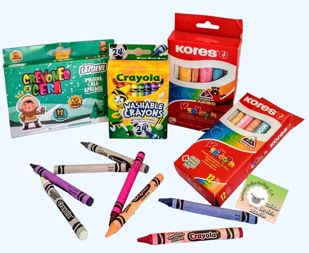 CREYONES DE CERA KORES O CRAYOLA (12  O 24 COLORES)