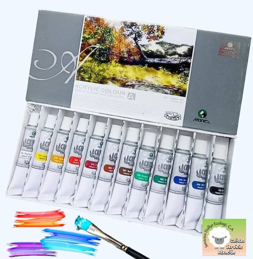 ESTUCHE PINTURAS ACRILICAS MARIES VARIOS COLORES ( 12 COLORES )