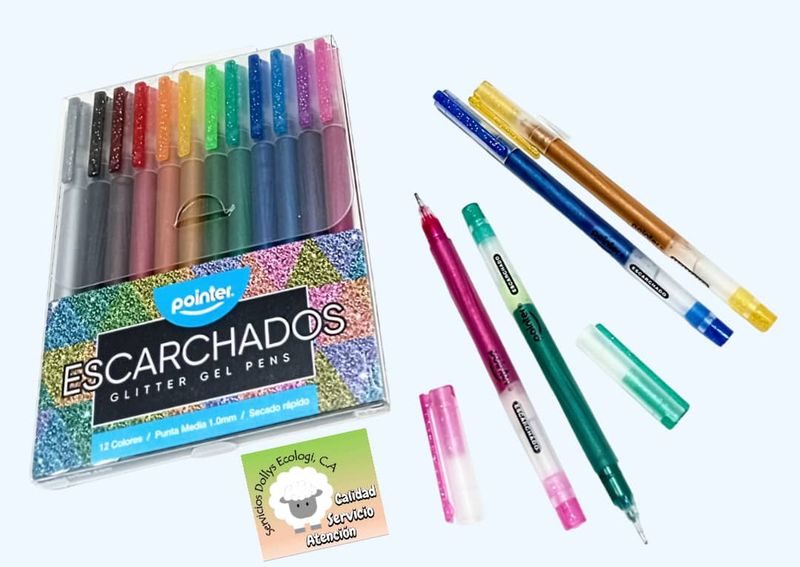 BOLIGRAFOS GEL ESCARCHADOS (12 COLORES )