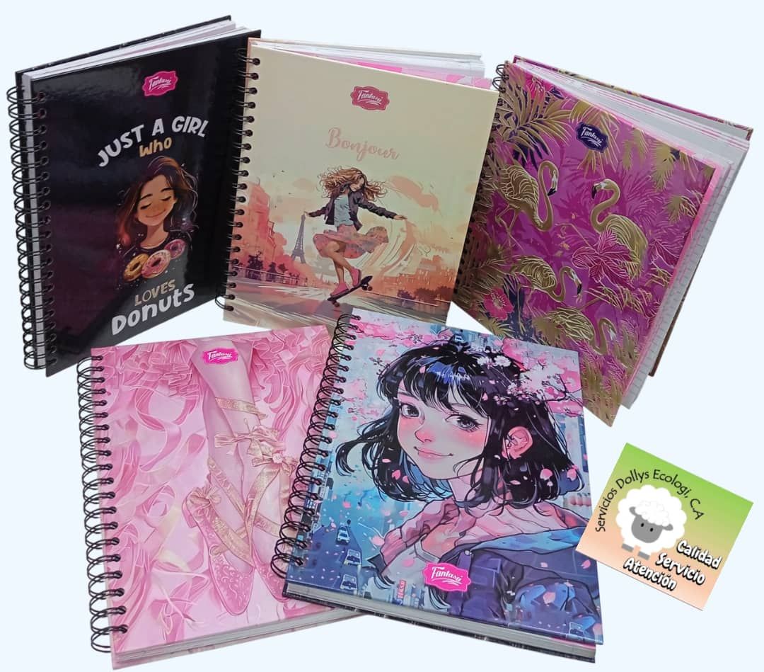 LIBRETAS ESPIRAL 5 MATERIAS FANTASY NOTEBOOK ( TAMAÑO 27 X 20,5 CM ) - NUEVOS DISEÑOS, SELECCIONE SU PREFERENCIA: JUST A GIRL