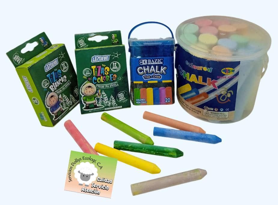 TIZA PARA PIZARRAS:  BLANCA  Y DE COLORES