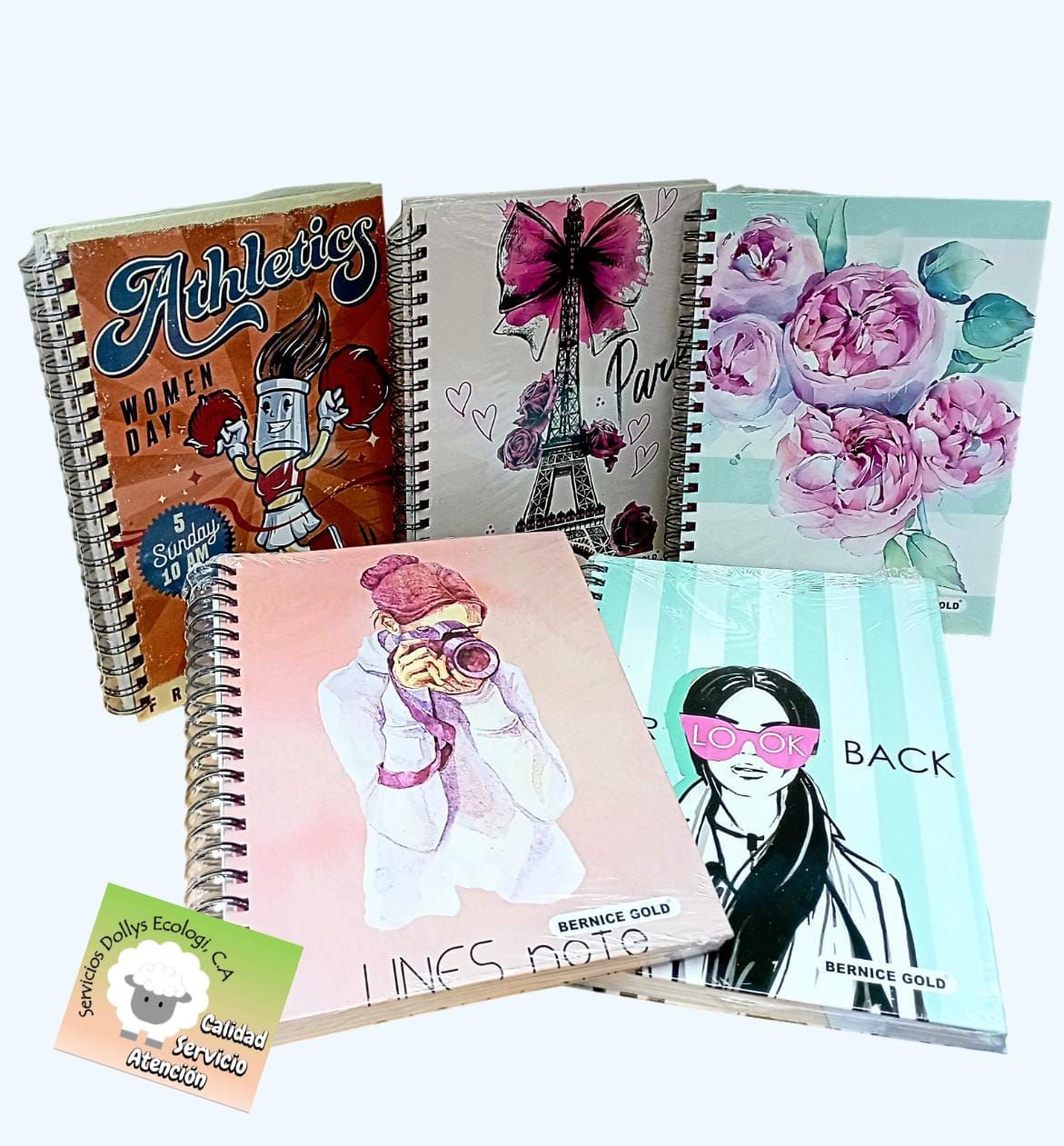 LIBRETAS ESPIRAL GDE 5 u 8  MATERIAS 180 H BERNICE GOLD CARATULA DURA