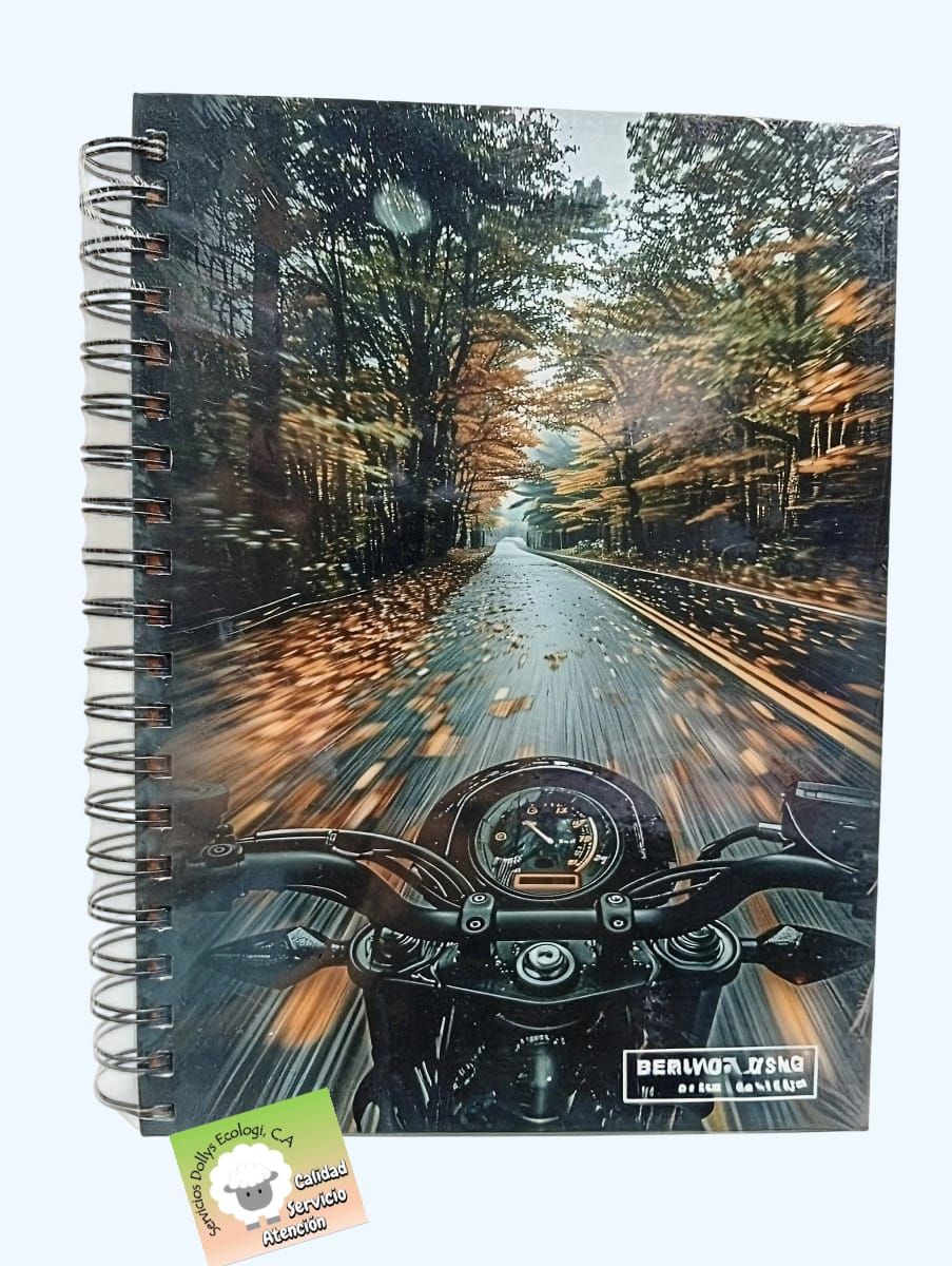 LIBRETAS ESPIRAL GDE 8  MATERIAS 240 HOJAS MARCA BERNICE GOLD - DISEÑOS MASCULINOS - CARATULA DURA, SELCCIONE SU PREFERENCIA:: PASEO EN MOTO