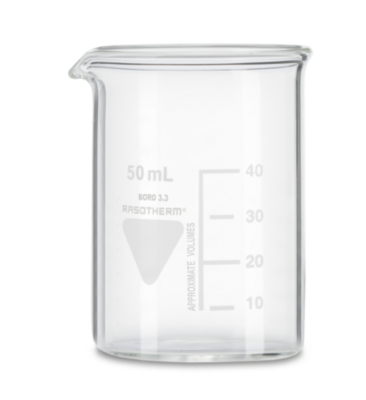 Rasotherm® Becherglas niedrige Form mit Ausguss, (Boro 3.3), 50 ml
