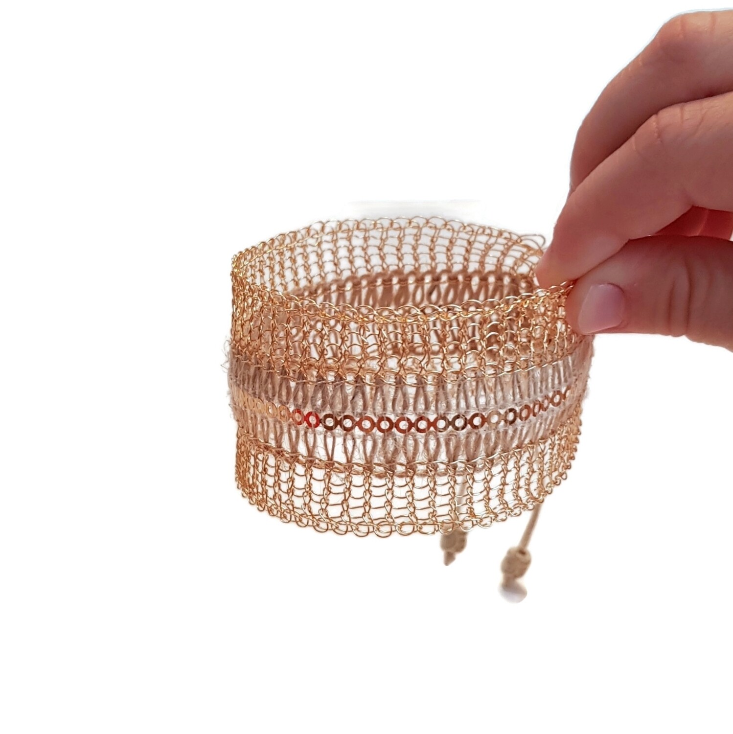 Wire Crochet Golden Bracelet “Bee Good”