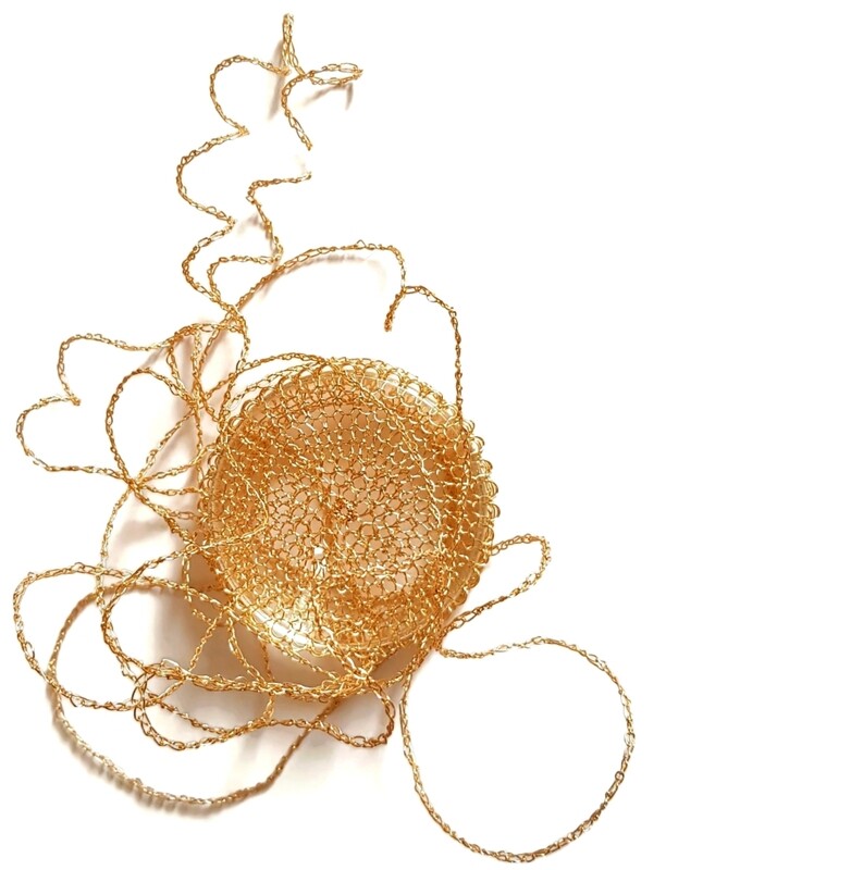 Wire Crochet Golden Necklace “Bee hold”