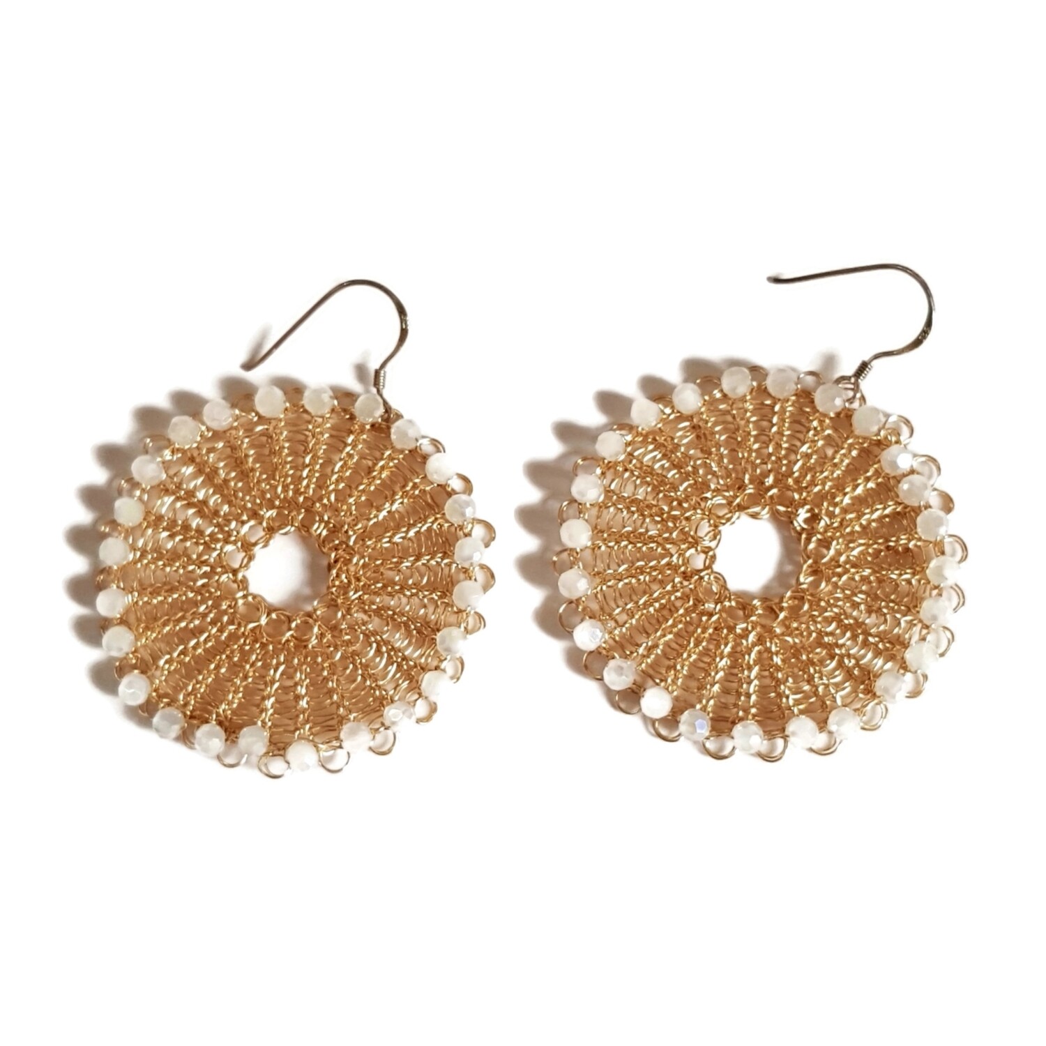 Wire Crochet Golden Earrings “Bee Happy”