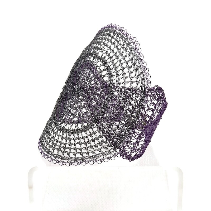 13 Purple and grey Bracelet &quot;Shapes of mind&quot; hand CroShaped© from wire.