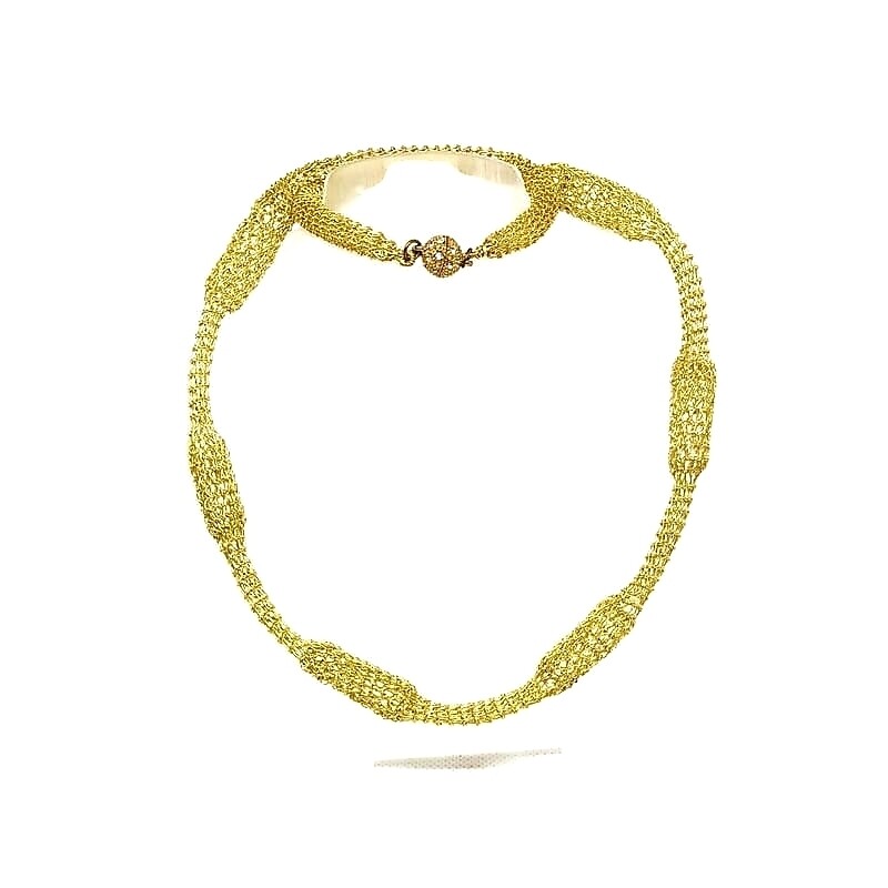 Wire Crochet Light Gold Necklace &quot;Ananas&quot;