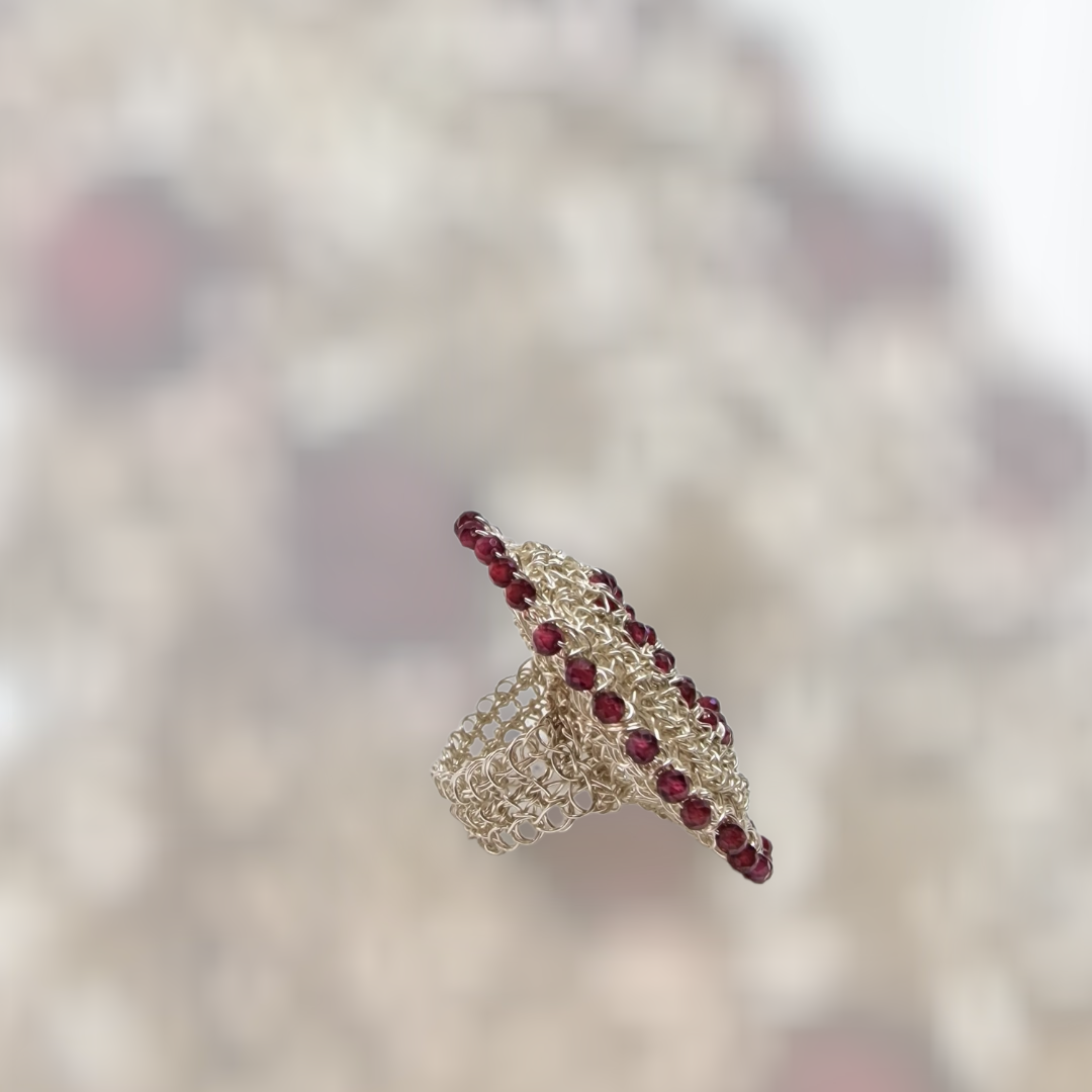 Silver Ring &quot;Extraterrestrial Garnet&quot;