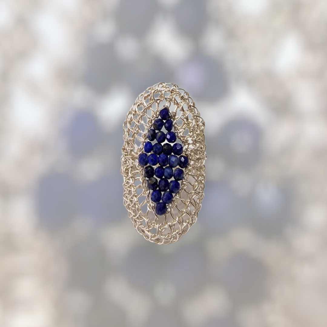 Silver Ring &quot;Oneline Lapis Rombus&quot;