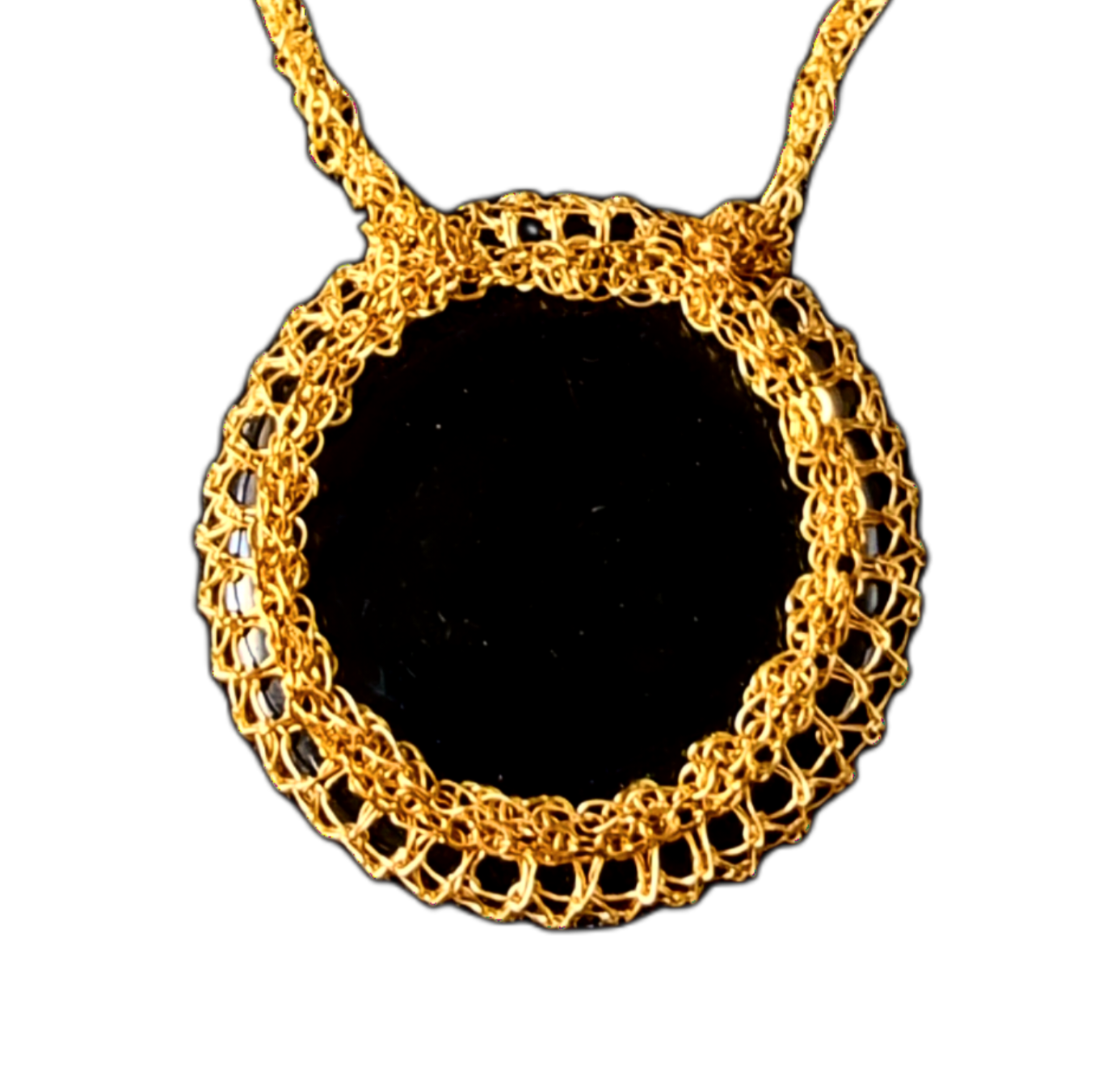 Wire Crochet Necklace &quot;Black in Gold&quot;