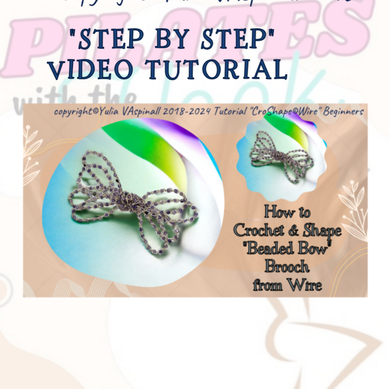 Online Tutorial. Instant Access. Crochet &amp; Shape Bow Brooch from  Copper Wire.