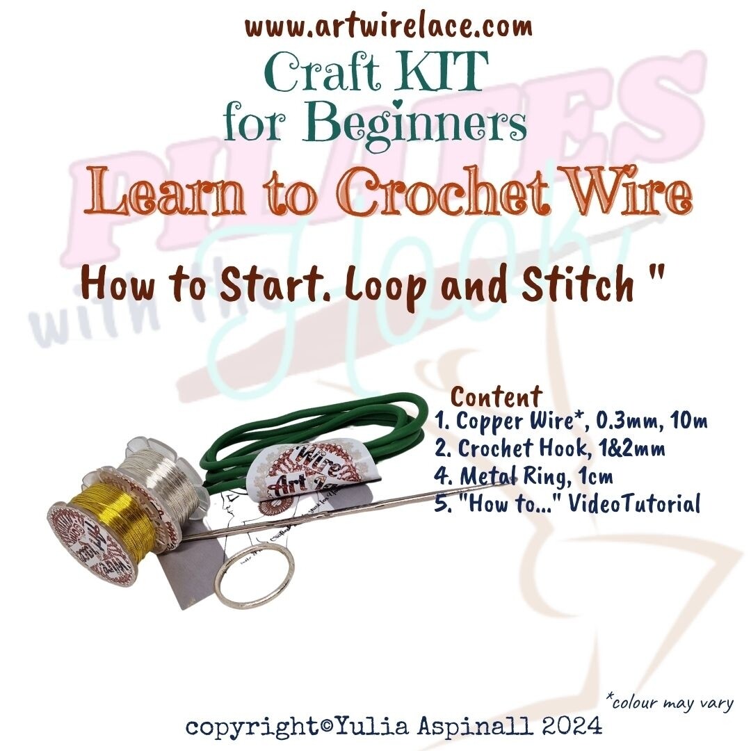 Craft KIT. Learn to Crochet and Shape Loops and Chains from Copper Wire.