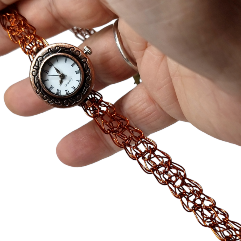 6 Copper Chocker/Necklace  &quot;Late&quot; with watch hand CroShaped© from.