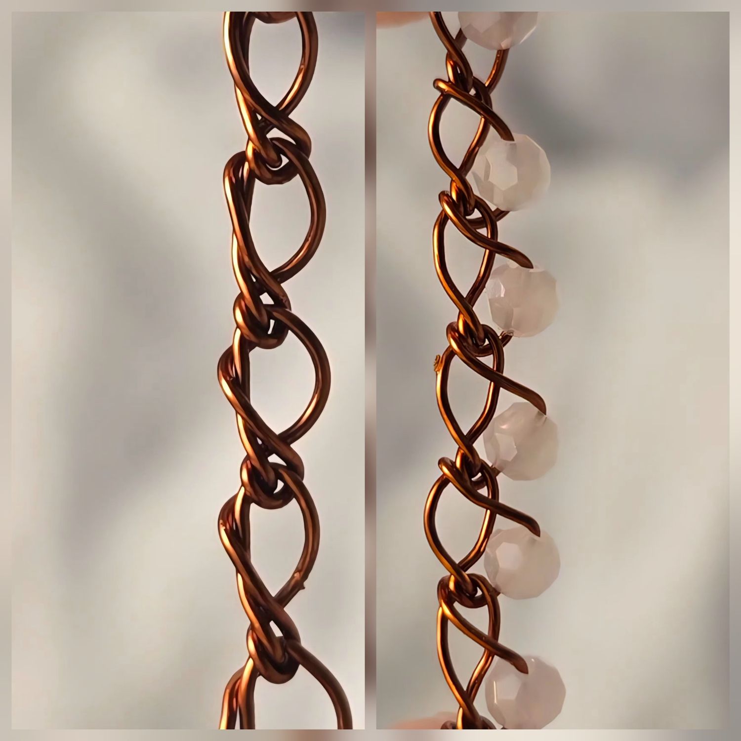 How to CroShape© "Foldy Right" Wire Chain and Add Beads.