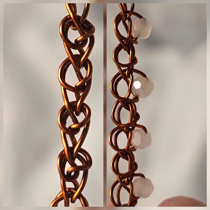 How to CroShape© "Foldy Left" Wire Chain and Add Beads.